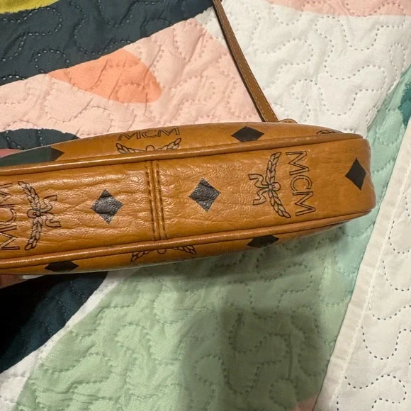MCM Cognac Visetos Leather Crossbody with Bear Patch and Dark Teal Detail - Picture 8 of 12
